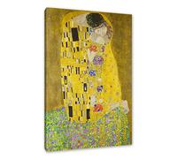 Pixxprint Gustav Klimt - Le Baiser - Blanc - Dimensions : 80 x 60 cm - Toile tendue prête à l'emploi - Décoration murale - Impression d'art - Pas de poster