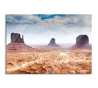 Pixxprint Image murale en verre véritable - Monument Valley - 60 x 40 cm - Avec suspension et entretoises
