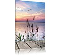 Pixxprint Jetée avec vue sur la mer Art toile 100x70cm murale XXL