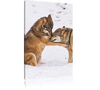 Pixxprint Jouer Meute de Loups Art Toile 100x70cm Murale XXL