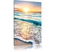 Pixxprint Mer au Coucher du Soleil Art Toile 80x60cm Murale XXL