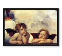 Pixxprint Raffael - Madone Sixtine Deux anges - Poster dans cadre photo - Format : 38 x 30 cm - Impression encadrée