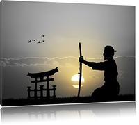 Pixxprint Samurai Master avant horizon Art toile 100x70cm murale XXL