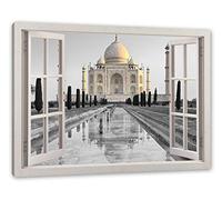Pixxprint Taj Mahal in Ruhiger - Impression sur Toile, 100 x 70 cm