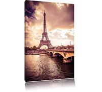 Pixxprint Tour Eiffel à Paris Art Toile 80x60cm Murale XXL