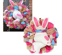 PIXZCSA Couronne de Pâques pour porte d'entrée, guirlande de Pâques,E | printanière pour la maison, couronnes de pour porte d'entrée, décorations de lapin de