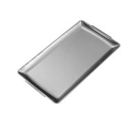 PIXZCSA Magnifique plateau de service pour buffet, dîner et repas. Assiette rectangulaire en acier inoxydable avec poignées. Idéale pour la préparation des aliments, y, Argent, 36 x 20 cm