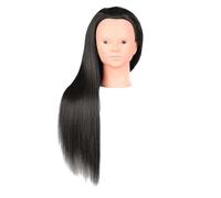 PIXZCSA Tête de mannequin multifonctionnelle pour faciliter la pratique des techniques de coupe et de tressage dans les écoles de coiffure. Cheveux, Noire sans maquillage, 54 cm