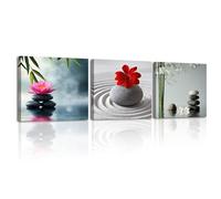 Piy Painting 3 Parties Apaisant Tableau Murale Decoration, Nature Art Mural Sur Toile, Impression Sur Toile Décoration, Tableau Décoratif Salon Chambre Bureau Cuisine 30X30cm