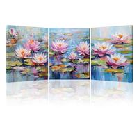 Piy Painting 3 Parties Fleurs artistiques Impression Sur Toile Lys roses Nature Tableaux Déco Muraux Salon Corlorful Affiche Decoration Painting Poster Peinture Sur Toile Art Mural Chambre 30×40 cm