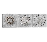 Piy Painting 3 Parties Impression sur toile Beau motif, Décorations murales noir et blanc, Tableau sur Toile avec cadre Art Mural Pour Salon Salle à manger Bureau Comme cadeau d’anniversaire 30x30cm