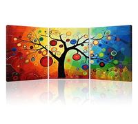 Piy Painting 3 Parties Tableau Décoration Abstrait Arbres Colorés Impression Sur Toile Affiche Decoration Murale Toile d'Art Mural Tableaux Déco Muraux Tableau Salon Salle De Bain Cuisine 30x40 cm