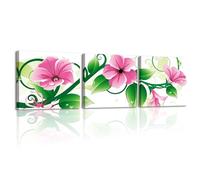 Piy Painting 3 Pièces Tableau Moderne Fleurs Roses Tableaux Déco Muraux Fleurs Cadre Decoration Murale d'Art De Mur De Toile Impression sur Toile Décoration Salon Chambre Cuisine Bureau 30x30 cm