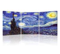 Piy Painting 3 Pièces Van Gogh Impression Sur Toile Décoration, Nuit Étoilée Tableau Decoration Murale Chambre, Reproduction De Tableaux Célèbres, Arts Décoratifs Pour Bureau Salon 30X40 CM