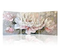 Piy Painting 3Panneau Painting sur Toile Fleurs Roses et Blanches Impression Sur Toile Décoration Murale Salon Naturel Art Mural Tableaux, Arts Décoratifs Tableau Moderne Chambre Cuisine 30x40cm