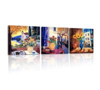 Piy Painting 3Panneau Tableau Décoration Abstrait, Paysage Coloré Et Floral, Tableau Sur Toile, Affiche Decoration Murale, Impression Sur Toile,Art Mural, Tableaux Salon Cuisine Salle De Bain 30×30cm