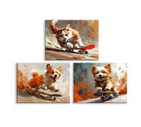 Piy Painting 3Pcs Impression Sur Toile Cartoon Animals Sport Tableau Sur Toile Moderne Tableau Decoration Murale Salon Tableaux Déco Muraux Chats Et Chiens Painting Sur Toile Chambre Bureau 30×40cm