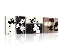 Piy Painting 3Pcs Impression Sur Toile,Fleur Noire Et Blanche,Tableau Decoration Murale Salon Minimaliste,Painting Sur Toile,Tableaux,Arts Décoratifs,Tableau Chambre Salle de Bain Bureau 30×30cm