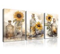 Piy Painting 3pcs Tableau sur Toile Fleurs Tableau Fleurs Decoration Murale Image Tableaux Moderne Décoration Murale pour Cuisine Bureau Salle À Manger 30x40cm, avec Cadre en Bois intégré