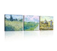 Piy Painting 3Pcs Van Gogh Tableau Decoration Murale Salon, Scène Champêtre Impression Sur Toile, Reproduction De Tableaux Célèbres, Cadre Decoration Murale Chambre Salle De Bain 30X30 CM