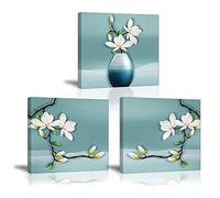 Piy Painting 3X Impression Contemporain Orchidée Fleurs Peinture dans la Vase Tableaux Home Déco Mural Impermeable, Prête à Poser, Mur Art pour Chambre Cuisine Salle Cadeau Anniversaire 30x30cm