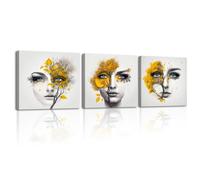 Piy Painting Abstrait Tableau Sur Toile, Impression Décoration Tableaux, Images Sur Toile De La Belle Femme, l'Arbre Jaune Impression Sur Toile Pour Chambre à Coucher Salon Salle De Bain, 3x30x30 cm