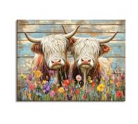 Piy Painting Art Mural En Toile Animaux, tableau decoration murale, Veau Affiche Moderne, Peinture Sur Toile De La Mer Des Fleurs, Facile à Accrocher Pour Le Salon Entrée Hall d'Entrée Cafe, 30x40 cm