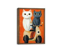 Piy Painting Art Mural En Toile Sur Animaux, Impression Sur Toile, Photos Sur Toile De Chat, Chaton Noir Et Blanc, Décorations Murales Imprimés Pour Chambre à Coucher Salon Salle De Bain, 30X40 CM