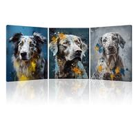 Piy Painting Art Mural En Toile Sur Les Animaux, Image En Toile De Chiot, Décoration Murale Peinture, Poster Artistique Coloré Pour Chambre Salle De Bain Entrée, 3 Panneaux 30x40cm