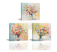 Piy Painting Art Mural Sur Toile, Fleurs Décoration Tableaux, Tableau Sur Toile En Couleur, Facile à Accrocher Pour Chambre à Coucher Salon Salle De Bain Entrée, 3 Panneaux 30x30cm (90x30 cm)