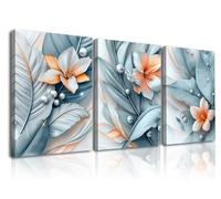 Piy Painting Art Mural Sur Toile Floral, Feuilles Imprimées Sur Toile, Tableau Mural Décorations Romantiques, Imprimée De Grande Taille Pour Chambre Coucher Salonbureau Café, 3X58X40 CM