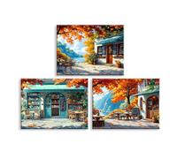 Piy Painting Art Mural Sur Toile, Impressions Sur Toile Automne, Affiche d'Art Du Dépanneur, Tableau Sur Toile Rustique Pour Le Salon Entrée Hall d'Entrée Café, 3 Panneaux 30x40cm (90x40 cm)
