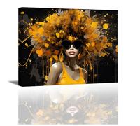 Piy Painting Art Mural Sur Toile, Tableaux Modernes De Filles, Poste d'Art Jaune, Impression Murale Abstraite, Impressions Sur Toile Pour Chambre à Coucher Entrée Hall d'Entrée Café, 30X40 CM