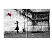 Piy Painting Banksy Graffiti Art Décor, Impression sur toile HD Image Peinture, Fille avec Ballon Rouge Tableaux de la Mur, Décoration Murale Photo Imprimée pour le Salon, Chamber 80x50cm 1 pièce
