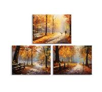 Piy Painting Bestpricepictures Lot de 3 tableaux sur toile naturels d'automne faciles à accrocher pour salon, bureau, entrée, café, cadre intérieur, 30 x 40 cm (90 x 40 cm)
