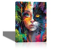 Piy Painting Chatons Impression sur Toile Tableaux Modernes Filles Art sur Toile Coloré Art Mural Abstrait Impression d'art sur Toile pour Chambre Salon Entrée Couloir Café, 30 x 40 cm