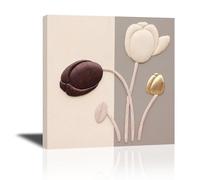 Piy Painting Impression sur Toile de Belles Tulipes Toile Tableaux Peinture sur Toile Élégant Tableau de Fleurs Cadre Decoration Murale pour Cuisine Salon, Bar, Bureau Salle À Manger 30x30cm