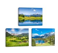 Piy Painting Impression sur Toile de Paysage Natur - Moderne Decoration Murale - Tableau sur toile de Montagne 3X 40x30 cm - Image sur Toile - Affiches Art pour Salle de Bain Bureau - Cadre Intérieur