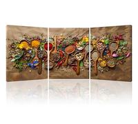 Piy Painting Impression Sur Toile Décoration Ingrédients Colorés Épices Tableau Decoration Murale Cuisine Tableau Sur Toile Decoration Murale Peinture Restaurant Dortoir cadre 3 Pcs, 30×40cm