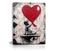 Piy Painting Impression sur Toile - Fille tenant un ballon - Tableau sur Toile - Tableaux Déco Muraux Modernes 30x40cm Tableau Décoration pour Salon Chambre, Encadré, prêt à accrocher