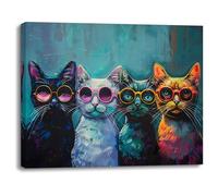 Piy Painting Impression sur toile représentant un chaton portant des lunettes de soleil - Impression sur toile pour chambre à coucher, salon, bureau, salle de bain, entrée - 30,5 x 40,6 cm