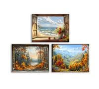 Piy Painting Impression Sur Toile, Tableau Sur Toile Du Paysage De La Nature, Affiche d'Art De l'Automne, Art Mural En Toile Seaside Pour Chambre à Coucher Salon Entrée, 3 Panneaux 30x40cm (90x40 cm)