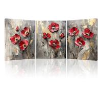 Piy Painting Impression Sur Toile Vintage, Art Mural En Toile Fleur, Image Sur Toile, Affiche d'Art Fleur Rouge Pour Chambre à Coucher Salon Entrée Studio De Yoga, 3X30X40 CM (90X40 CM)