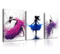 Piy Painting Impressions Sur Toile Danse, Images De Murs Rouges Bleus Et Violets, Impression Sur Toile De Fille, Facile à Accrocher Pour Chambre à Coucher Bureau Salle De Classe,3X30X40 CM/90X40 CM