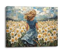 Piy Painting Impressions Sur Toile, Peinture Décorative Fleur De Mer, Fille Affiche Moderne, Art Mural En Toile Back, Facile à Accrocher Pour Chambre à Coucher Entrée Couloir Café Cuisine, 30X40 CM