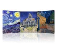 Piy Painting Lot De 3 Abstract Van Gogh Tableau Sur Toile, Nuit Étoilée Tableau Decoration Murale Salon, Impression Sur Toile, Reproduction De Tableaux Célèbres Pour Chambre Bureau 30X40 CM