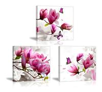 Piy Painting Lot de 3 Impression sur Toile, Moderne Tableau sur toile de élégant Fleurs Orchidée 30x30cm, Tendue sur Châssis en Bois pour Déco d'art Murale en Salle de Bain Cadeau de fête des mères