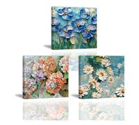 Piy Painting Lot de 3 peintures sur toile motif fleur, impression sur toile pour chambre à coucher, salon, bureau, cadeau d'anniversaire, facile à accrocher, 90 x 30 cm