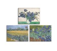 Piy Painting Lot De 3 Vintage Fleurs Painting Sur Toile, Van Gogh Affiche Decoration Murale, Iris Tableau Decoration Murale, Reproduction De Tableaux Célèbres Pour Bureau Salon Chambre 30X40 CM