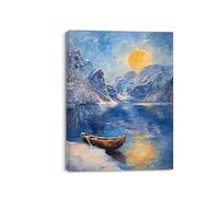 Piy Painting Paysage Tableau Sur Toile, Impression Sur Toile De l'Aube, Décoration Tableaux, Facile à Suspendre Pour Chambre à Coucher Salon Entrée Et Le Couloir Barres, Avec Cadre Intégré, 30x40 cm